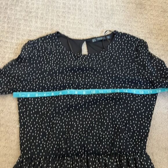 NWT ZARA BLACK STAR DRESS SLIT LONG SLEEVES DRAWSTRING PEPLUM SIZE M - Picture 5 of 7